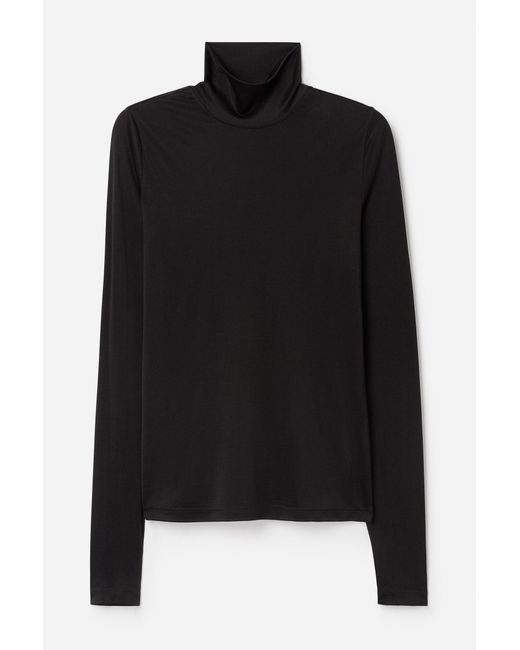 Filippa K Blue Fitted Jersey Turtleneck