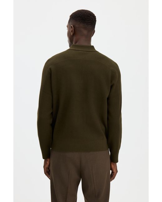 Filippa K Green Textured Knit Polo Shirt for men