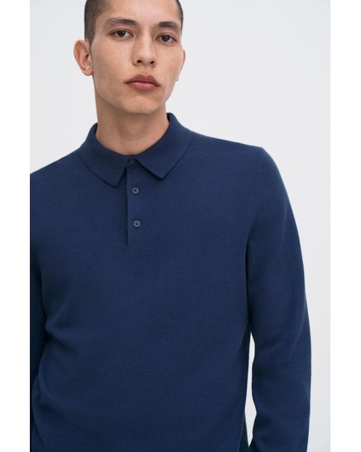Filippa K Blue Knitted Polo Shirt for men