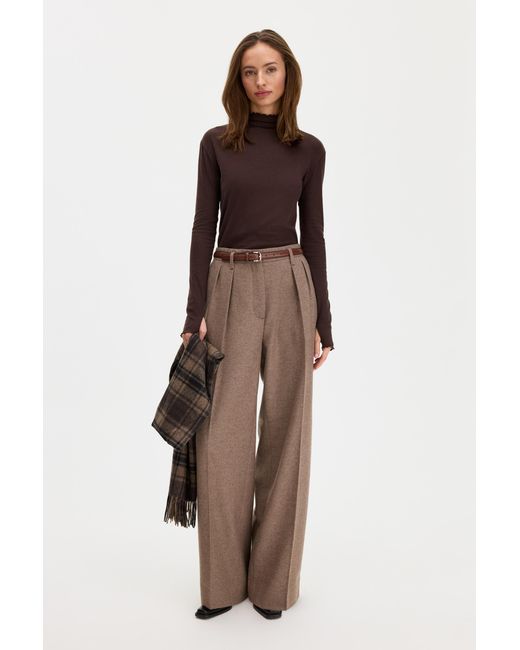 Filippa K Brown Rib Mock Neck Top