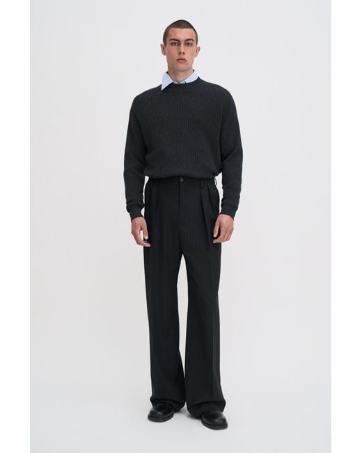 Filippa K Black Milo Pinstripe Trousers for men
