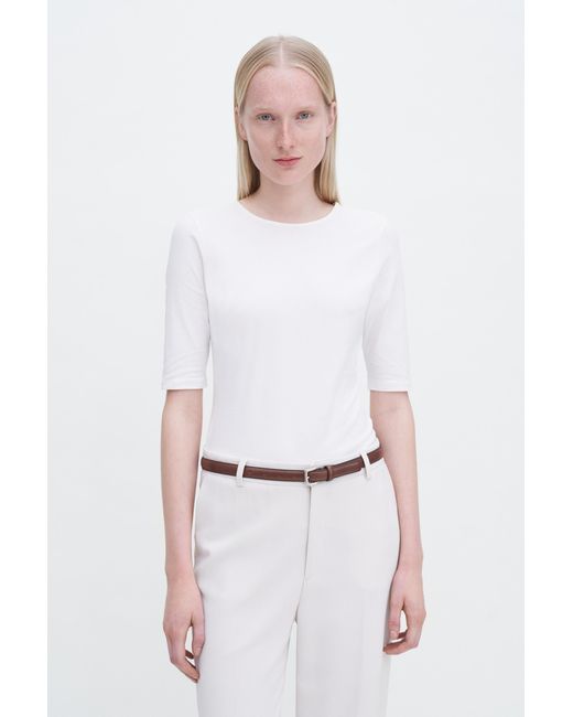 Filippa K White Cotton Stretch Elbow Sleeve