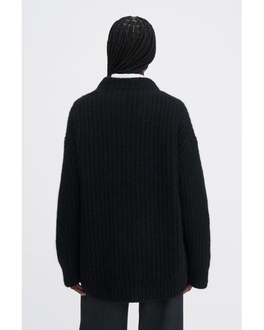 Filippa K Black Soft Alpaca V-Neck Sweater