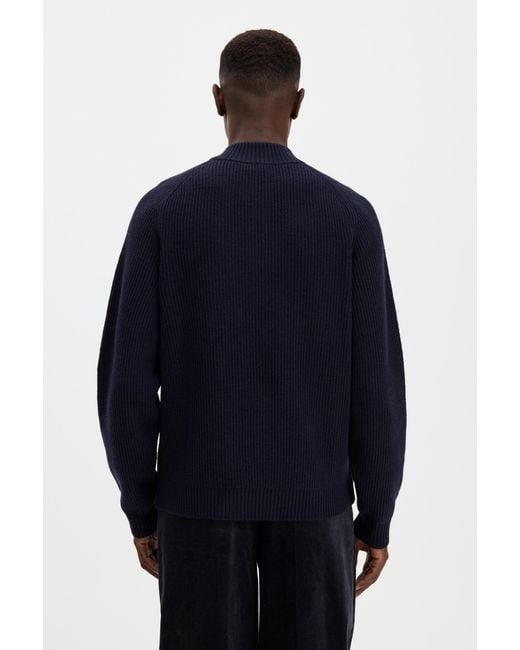 Filippa K Blue Wool Half Zip Sweater for men