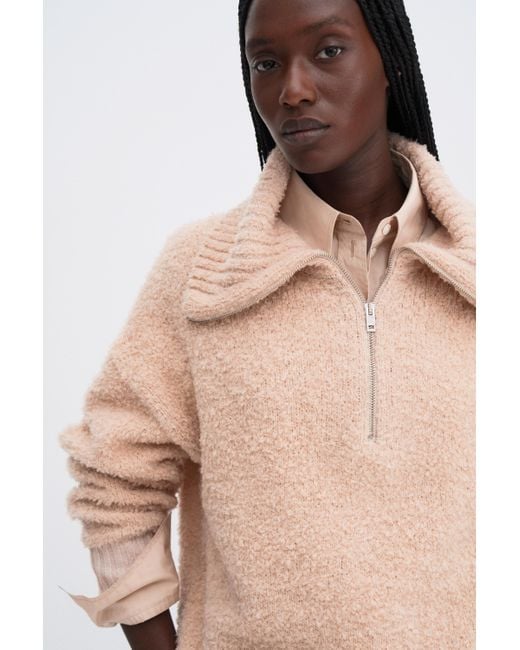 Filippa K Natural Fluffy Half Zip Sweater