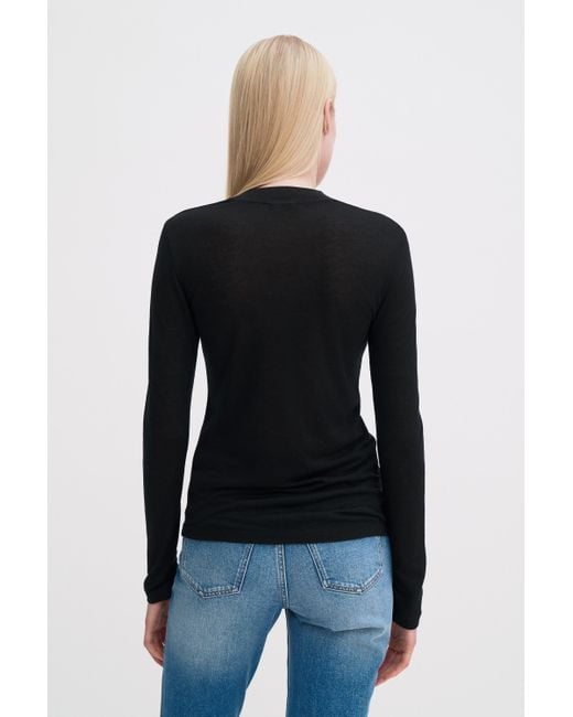 Filippa K Black Lyocell Cashmere Mock Neck Top