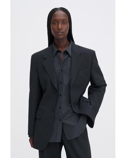 Filippa K Blue Hourglass Pinstripe Blazer