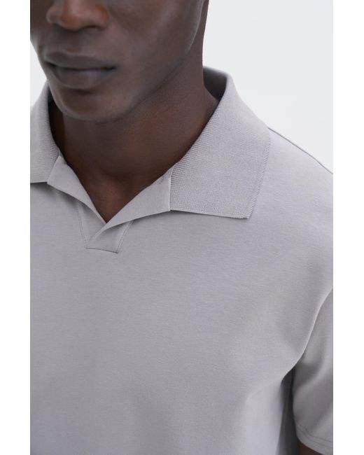 Filippa K Gray Stretch Cotton Polo T-Shirt for men