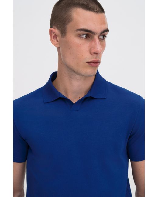 Filippa K Blue Stretch Cotton Polo T-Shirt for men