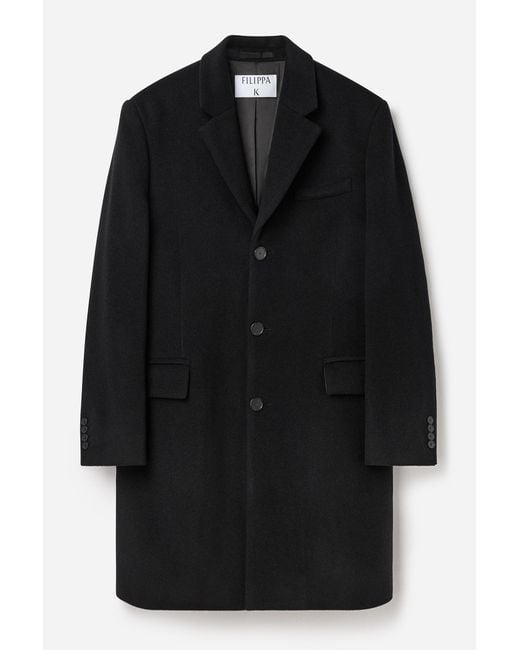 Filippa K Black William Wool Coat for men
