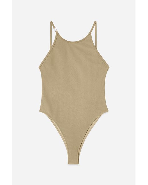 Filippa K Blue Deep Back Shimmer Swimsuit