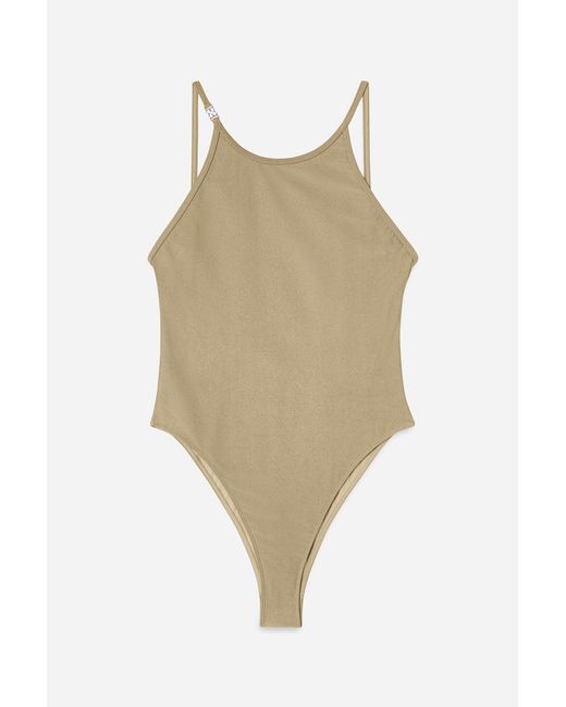 Filippa K Blue Deep Back Shimmer Swimsuit