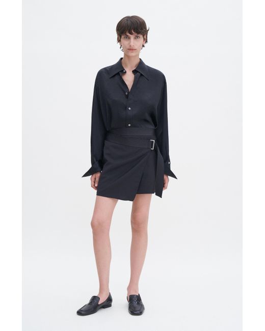 Filippa K Blue Belted Wool Wrap Skirt
