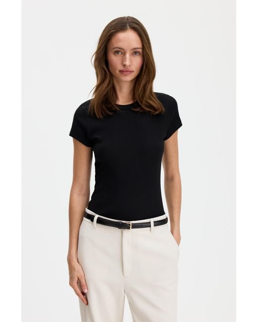 Filippa K Blue Fine Rib Tee