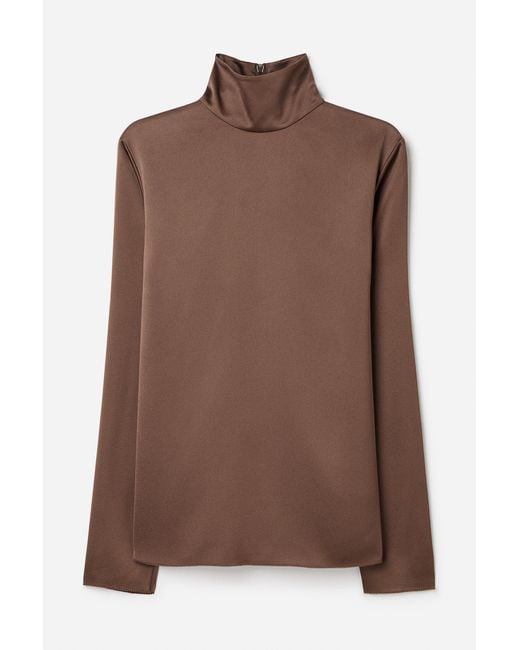 Filippa K Brown Turtleneck Satin Blouse