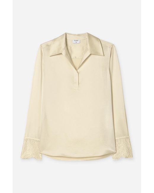 Filippa K Natural Lace Cuff Detail Blouse