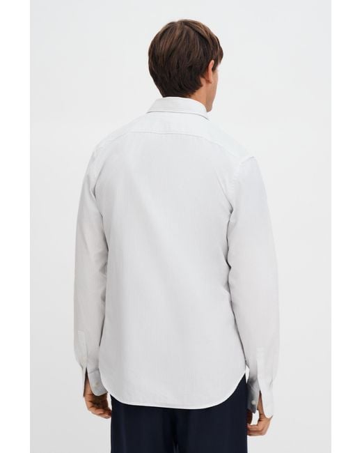 Filippa K White Cotton Poplin Striped Shirt for men