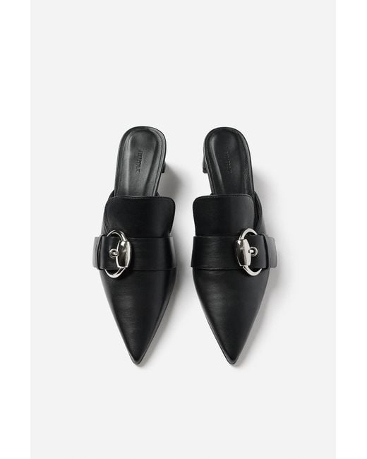 Filippa K White Buckle Kitten Mule