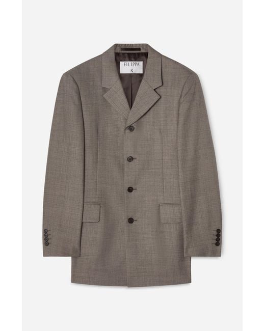 Filippa K Gray Wool Blend Single Breasted Bla