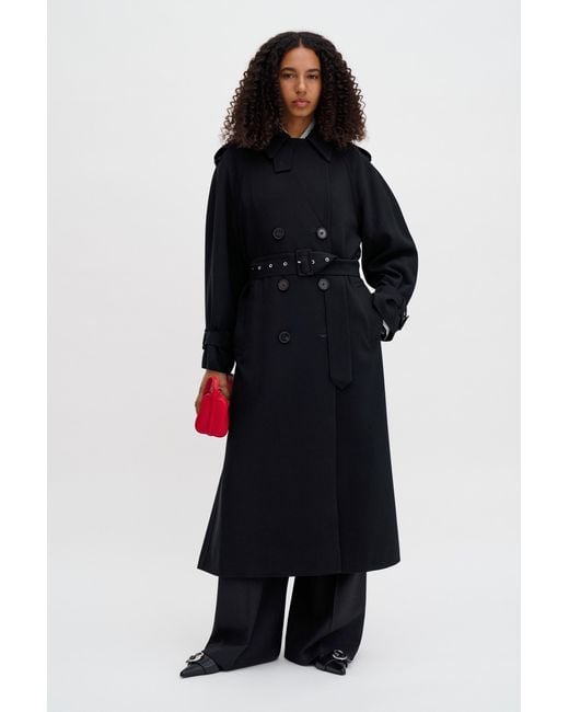 Filippa K Black Draped Trench Coat