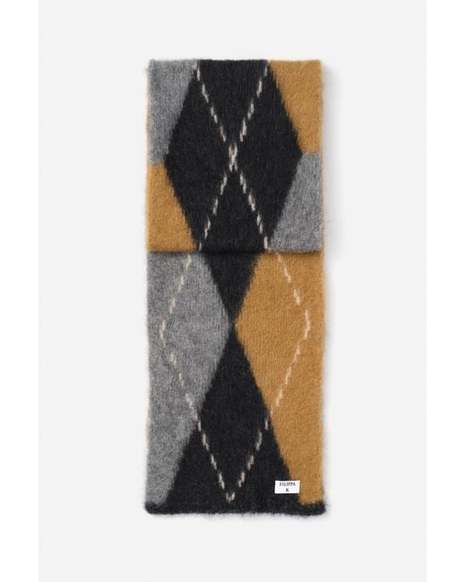 Filippa K Black Alpaca Check Scarf