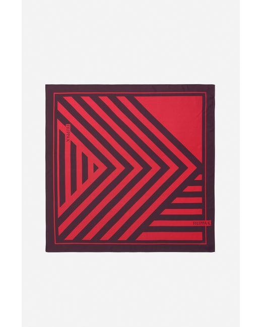 Filippa K Red Printed Silk Scarf
