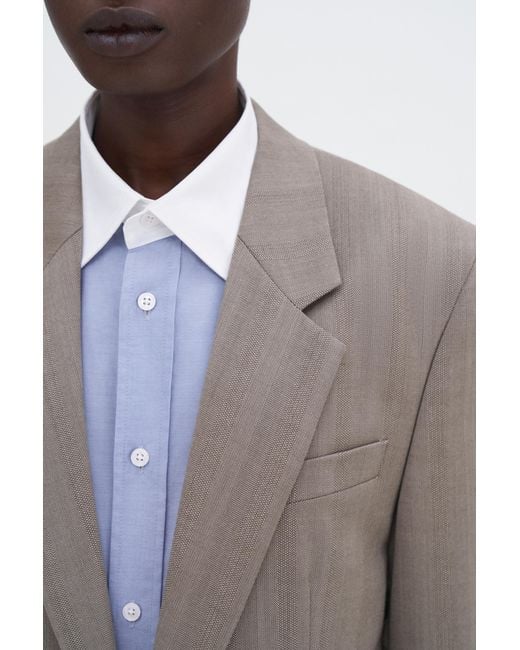 Filippa K Blue Tailored Herringbone Blazer