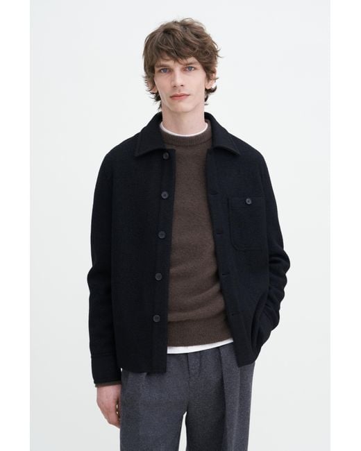 Filippa K Blue Boiled Wool Shirt Jacket for men