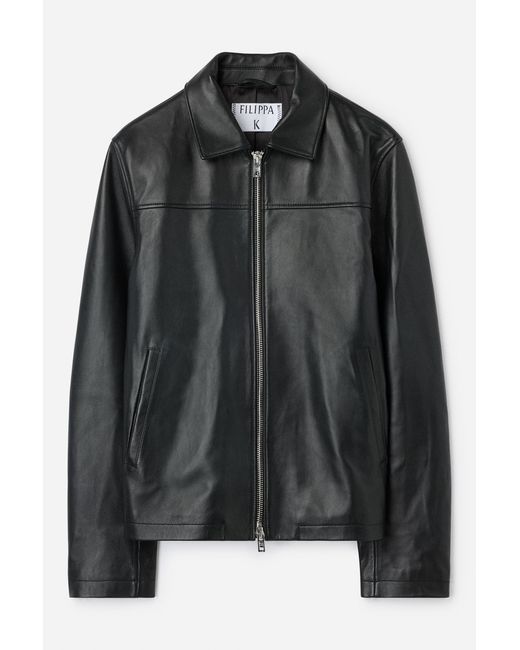 Filippa K Black Leather Coach Jacket for men