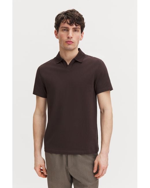 Filippa K Brown Stretch Cotton Polo T-Shirt for men