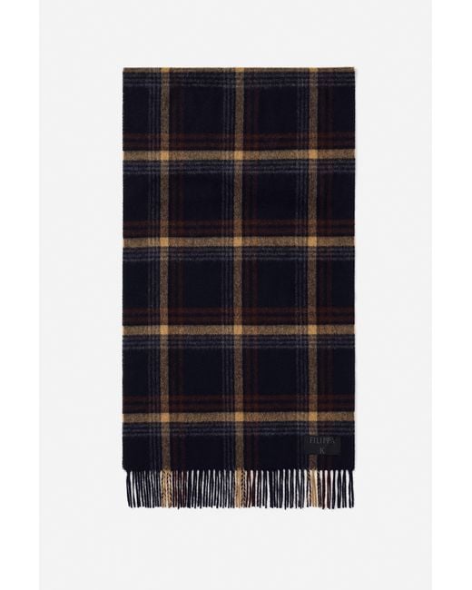 Filippa K Blue Merino Check Scarf