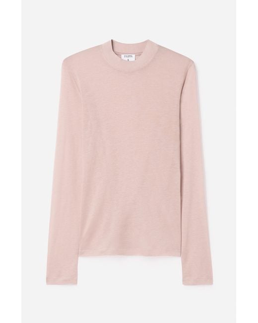 Filippa K Pink Lyocell Cashmere Mock Neck Top