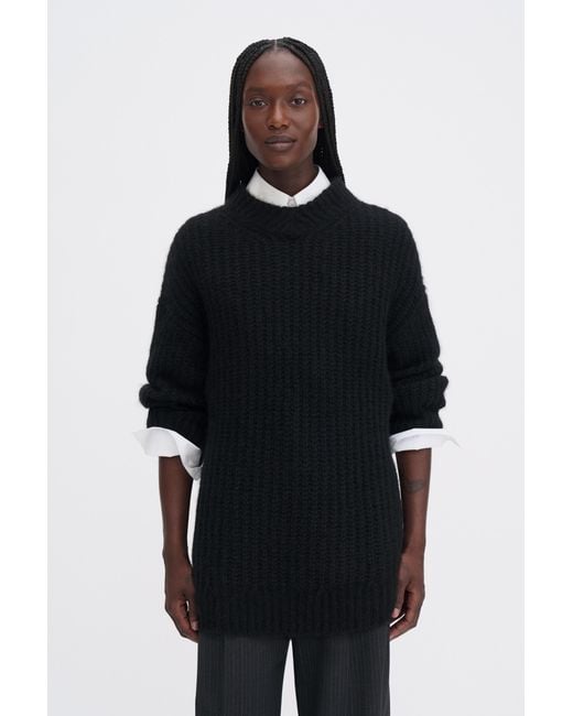 Filippa K Black Soft Alpaca V-Neck Sweater