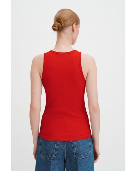 Filippa K Red Fine Rib Tank