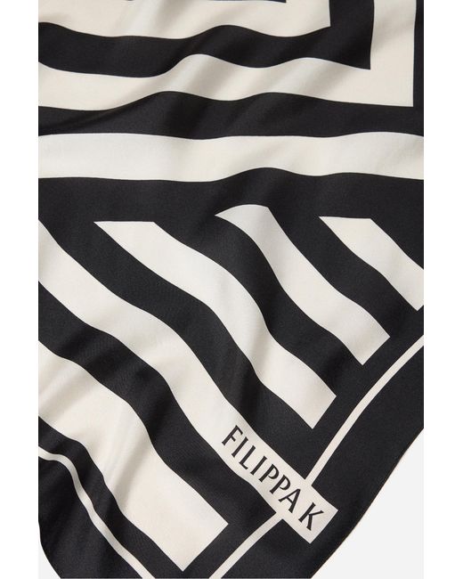Filippa K Black Printed Silk Scarf