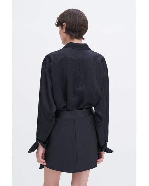 Filippa K Blue Belted Wool Wrap Skirt