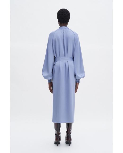 Filippa K Blue Belted Long Sleeve Dress