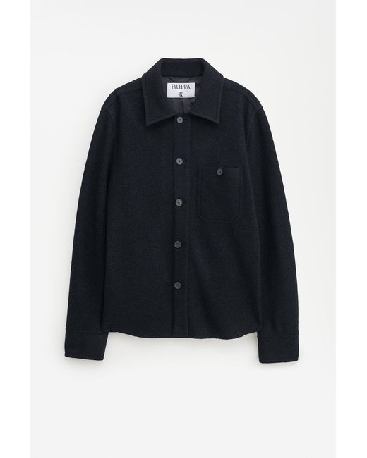Filippa K Blue Boiled Wool Shirt Jacket for men