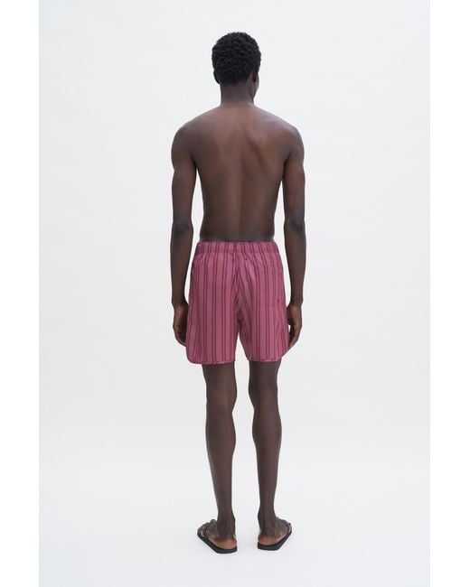 Filippa K Red Long Striped Swim Shorts for men