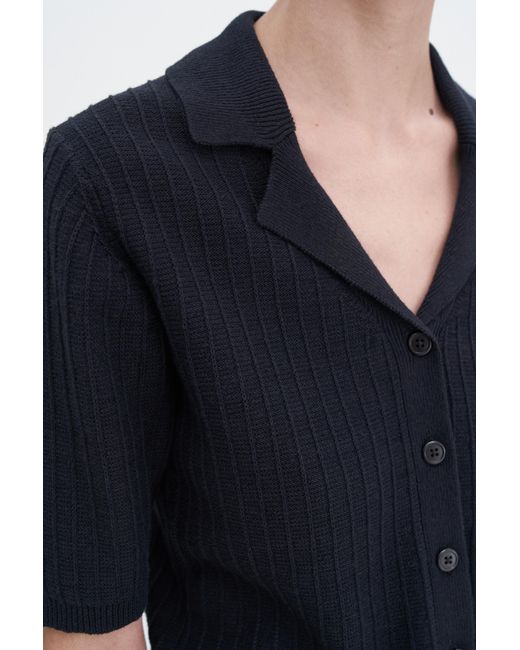 Filippa K Blue Shortsleeve Collar Cardigan