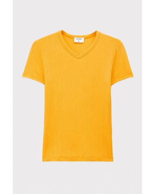 Filippa K Yellow High V Neck Tee