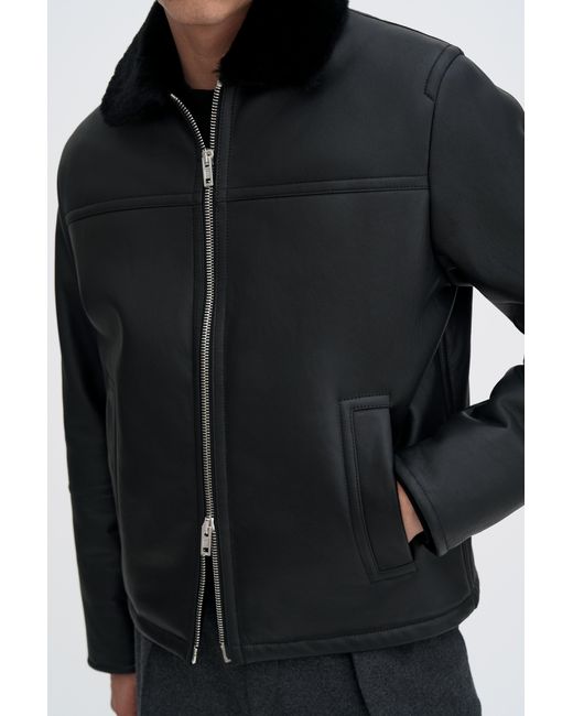 Filippa K Black Shearling Leather Jacket for men