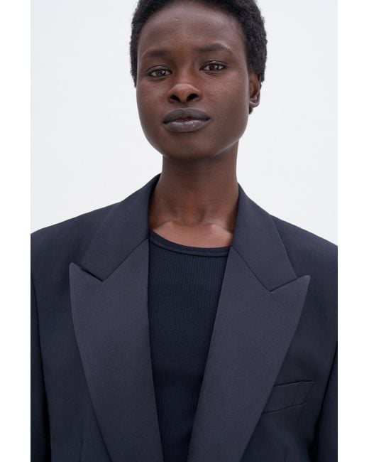 Filippa K Blue Wool Tuxedo Blazer Coat