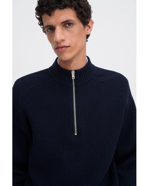 Filippa K Wool Half Zip Sweater in Blue for Men | Lyst