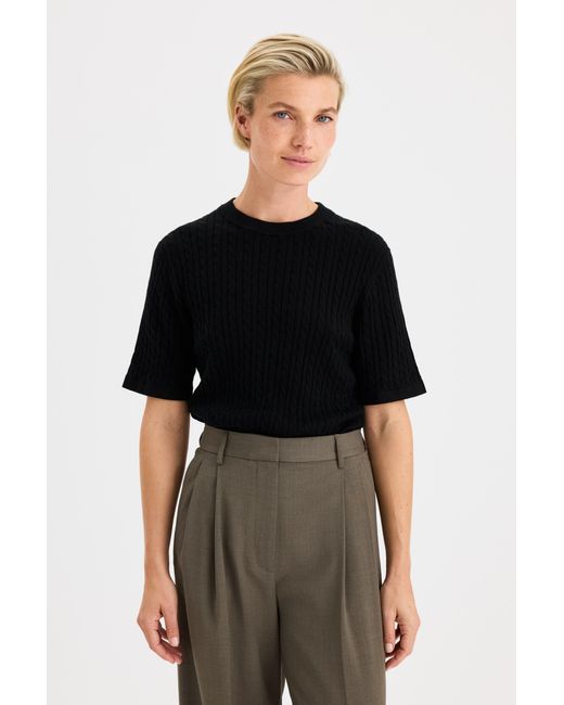 Filippa K Black Light Braid Knitted Tee