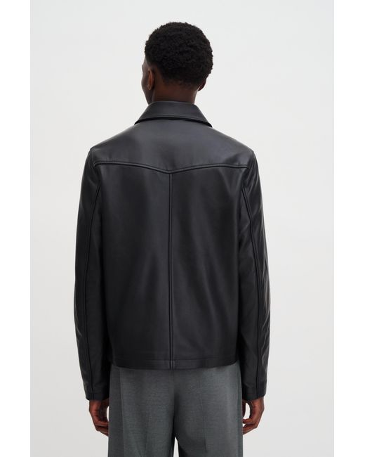 Filippa K Black Leather Coach Jacket for men
