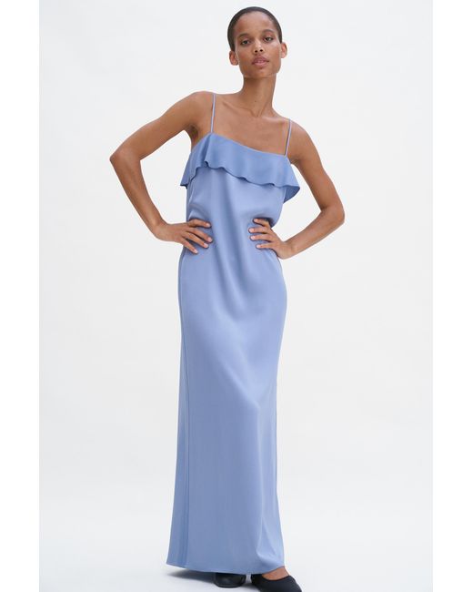 Filippa K Blue Fluid Draped Strap Dress