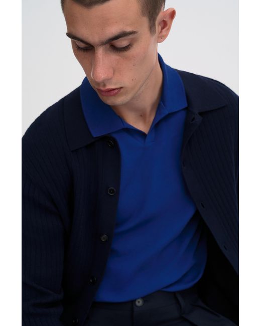 Filippa K Blue Stretch Cotton Polo T-Shirt for men
