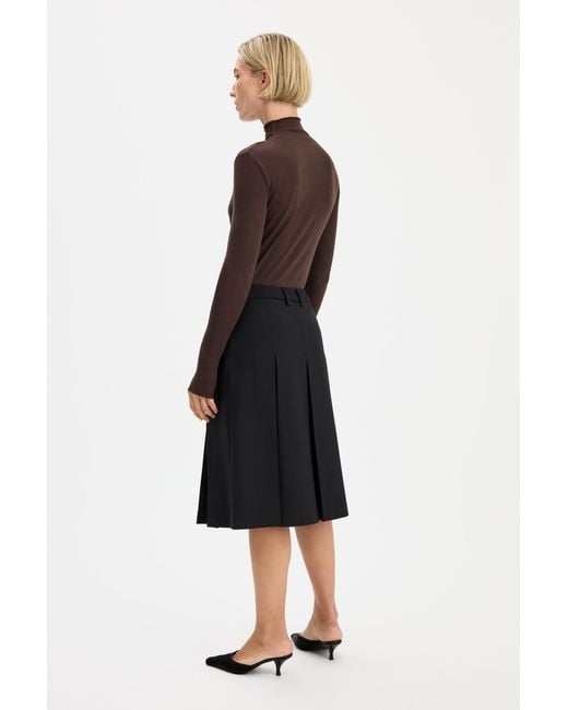 Filippa K Black Pleated Wool Skirt