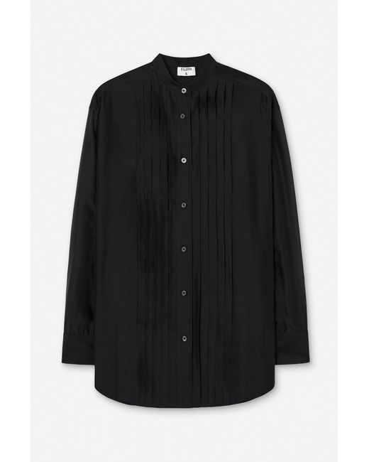 Filippa K Black Pleated Stand Collar Shirt